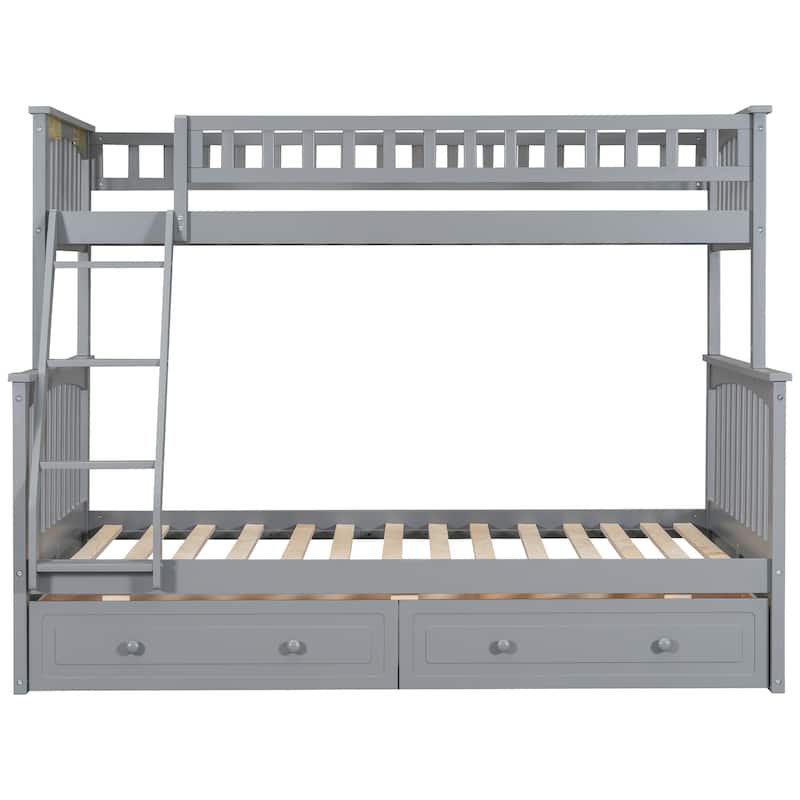 Twin Over Full Bunk Bed With Drawers, Convertible Beds