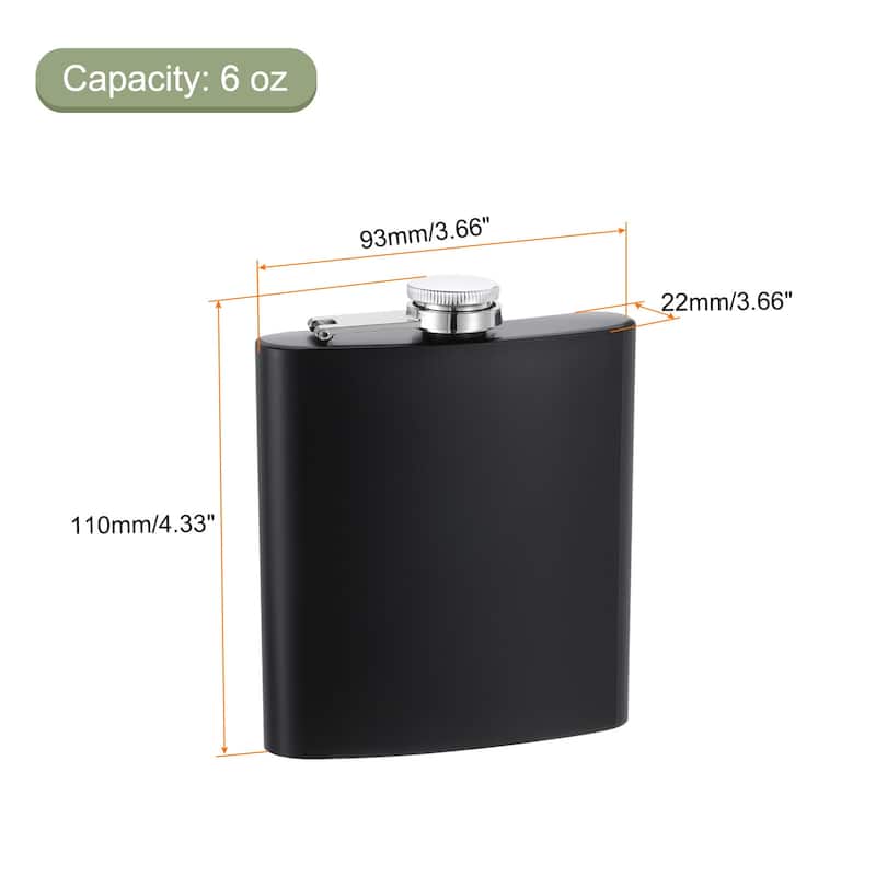 6oz Stainless Steel Hip Flask for Camping Hiking Outdoor Activity, Black - Black - 6oz