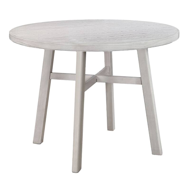 Bovo Counter Height Dining Table, 48 Inch Round Top, White Wood Legs - Driftwood White