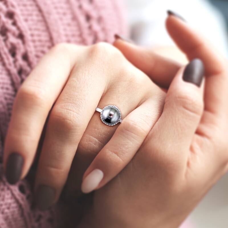 Miadora 8.5-9mm Cultured Freshwater Pearl and Diamond Accent Ring in 10k White Gold
