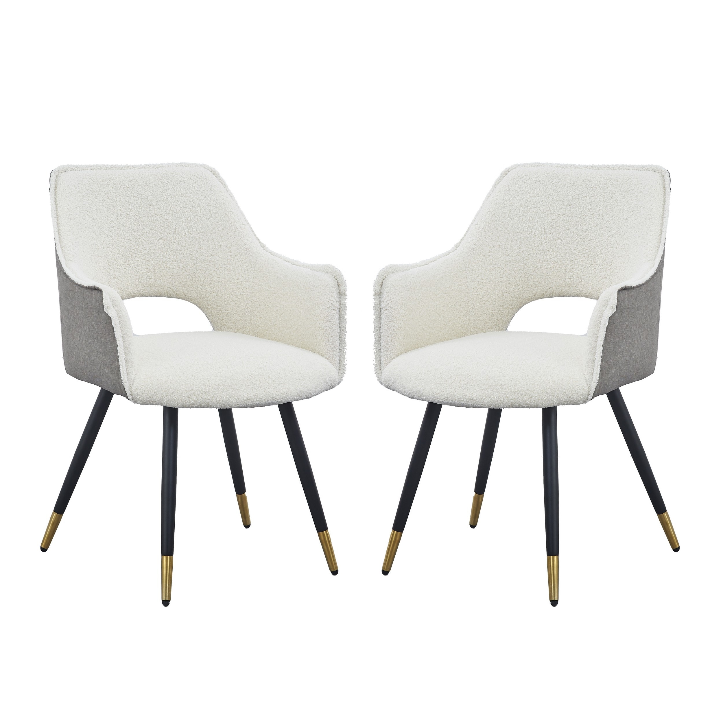 Eden 23 Inch Modern Dining Chair White Fabric Black Metal Legs