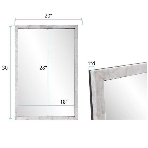 Allan Andrews Rectangular Vanity Mirror with White Marble Frame - 30"H x 20"W