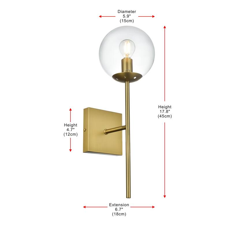 Nina 1 Light Clear Glass Wall Sconce