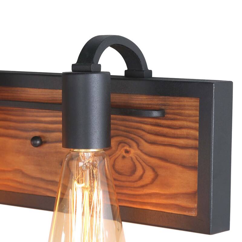 Farmhouse 3-Light Wood Bathroom Vanity Light Rustic Wood Wall Sconces - W21.3" x E4.3" x H5.9"