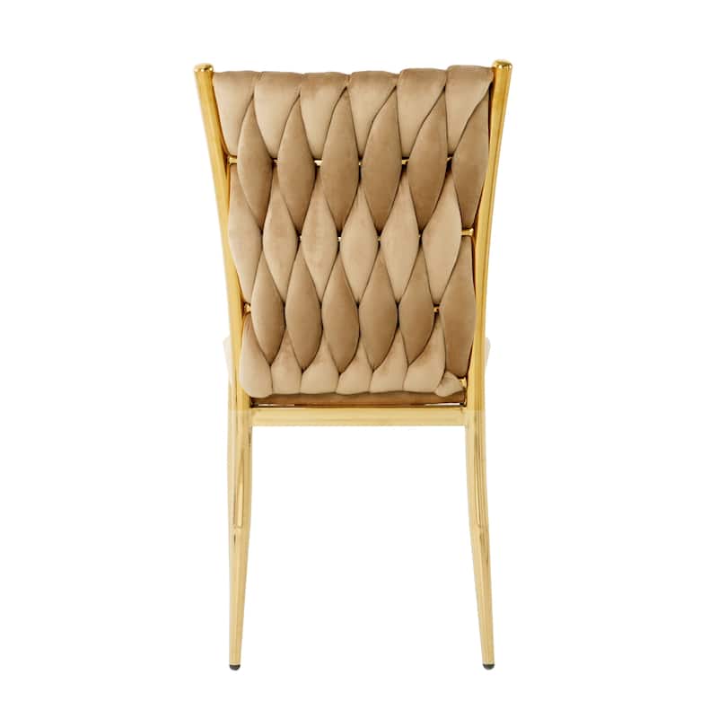 Modern Simple Velvet Dining Chair, Family Bedroom Stool Back Student Table Chair, Gold-Plated Metal Chair Legs (Set Of 4)