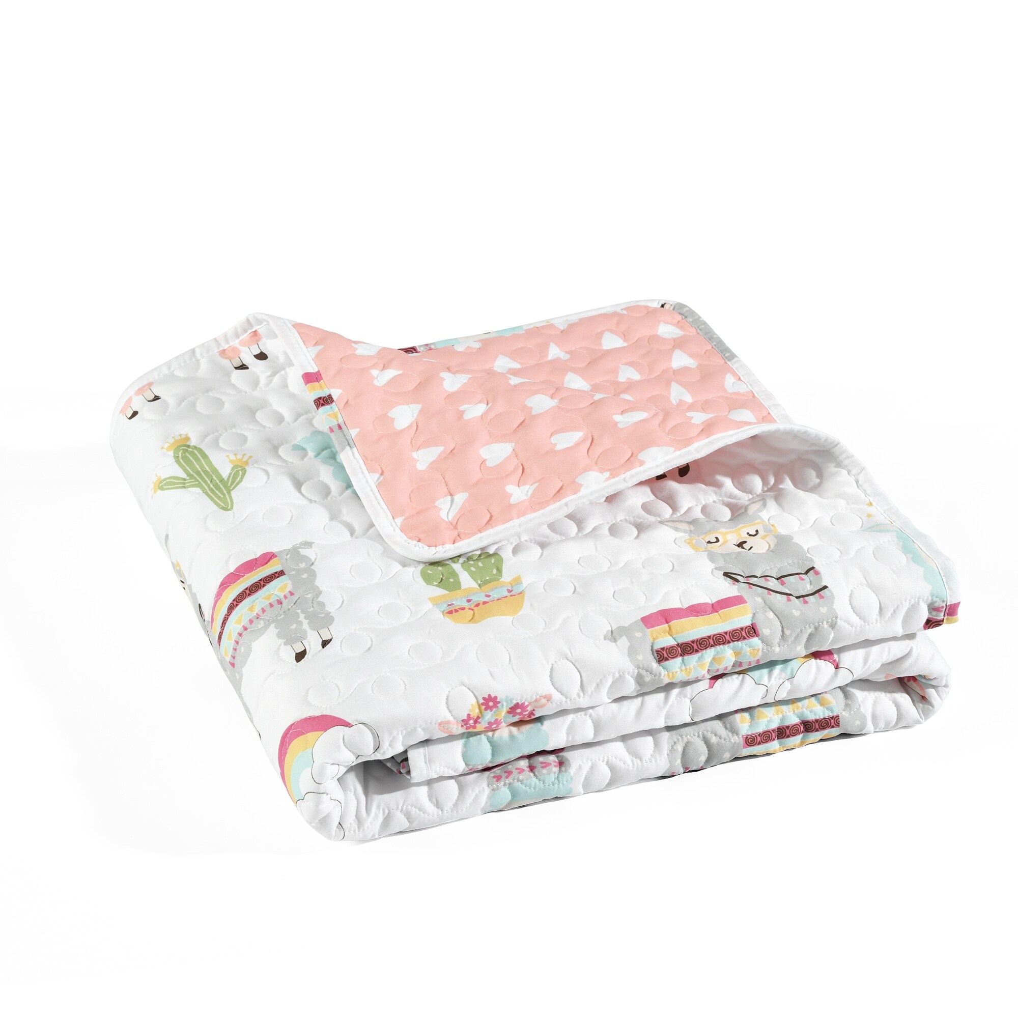 Lush Decor Southwest Llama Cactus Reversible Throw Blanket On
