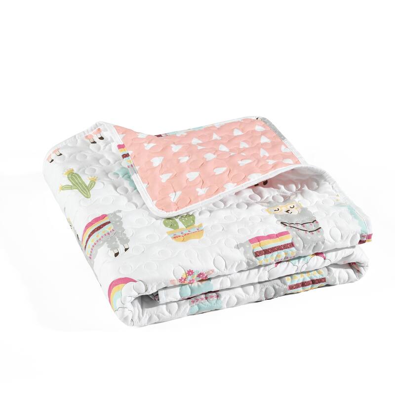 Lush Decor Southwest Llama Cactus Reversible Throw Blanket