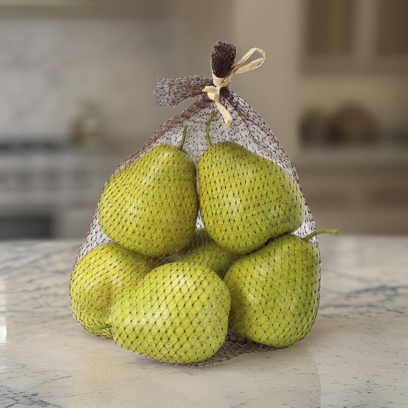 Decorative 6 Piece Artificial Pear in Plastic Net Bag, Green