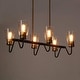 preview thumbnail 6 of 8, Modern Farmhouse 6-Light Black Gold Linear Chandelier Cone Glass Kitchen Island Pendant Lights - 27.5"L