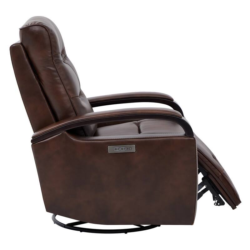 Spruce & Spring Regan Leather Power Recliner Swivel Glider Rocker with Power Headrest
