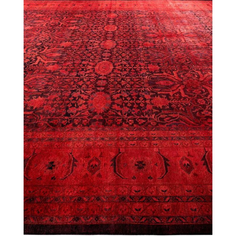 Overdyed, One-of-a-Kind Hand-Knotted Area Rug - Orange - 12' 4" x 18' 4"
