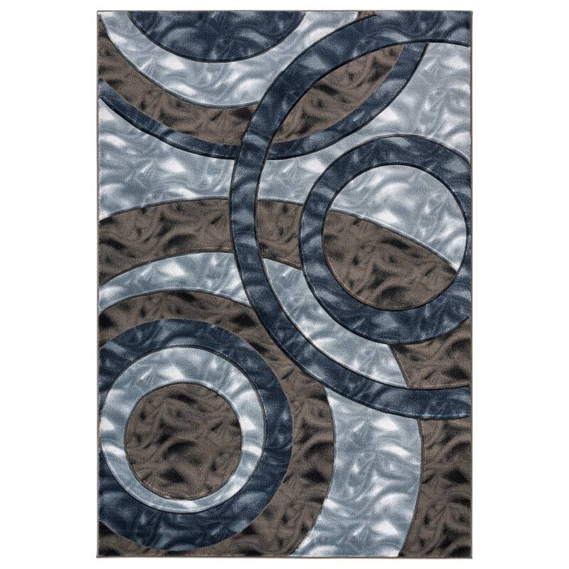 Orelsi Collection Abstract Area Rug - 5' x 7' - Blue/Brown