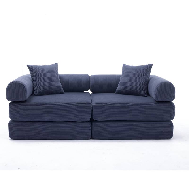 Modular Couch Sofa Bed, Convertible Design with Removable Armrests,Folding Mattress Couch for Small Spaces ,No Assembly