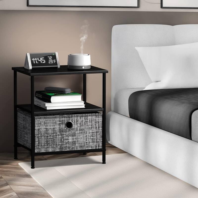 Nightstand 1-Drawer Shelf Storage - Bedside Furniture End Table Chest