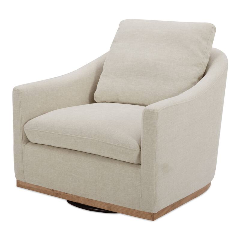 NADAAL STUDIOS Oriana Swivel Chair, Rustic Curved Barrel Back, High-Density Foam, Soft Beige