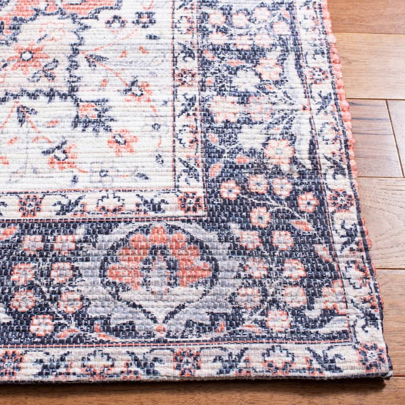 SAFAVIEH Handmade Saffron Macey Traditional Tribal Navy/Ivory Cotton Rug