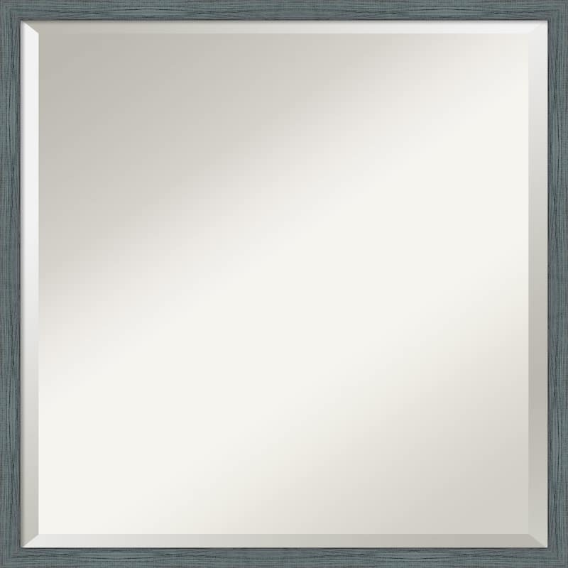 Beveled Wood Bathroom Wall Mirror - Dixie Blue Grey Rustic Narrow Frame