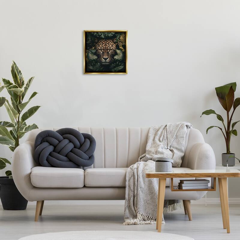 Stupell Leopard in Exotic Palms Framed Floater Canvas Wall Art Design By Heidi Kuntz