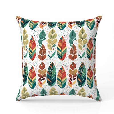 Tribal Leafy Treasures Indoor/Outdoor Reversible Throw Pillow Multi