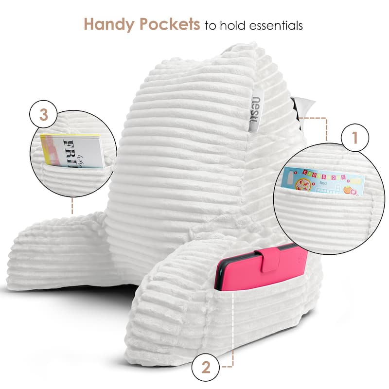 Nestl Cut Plush Reading Pillow with Portable Lap Desk Stand for Laptop - Shredded Memory Foam Back Support Bed Rest Pillow