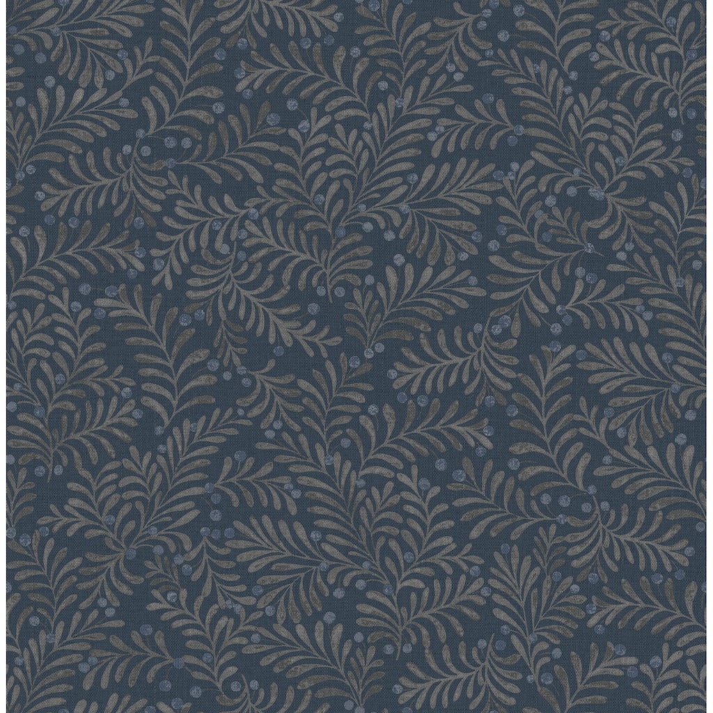 Chesapeake Chrysantha Navy Berry Branches Wallpaper