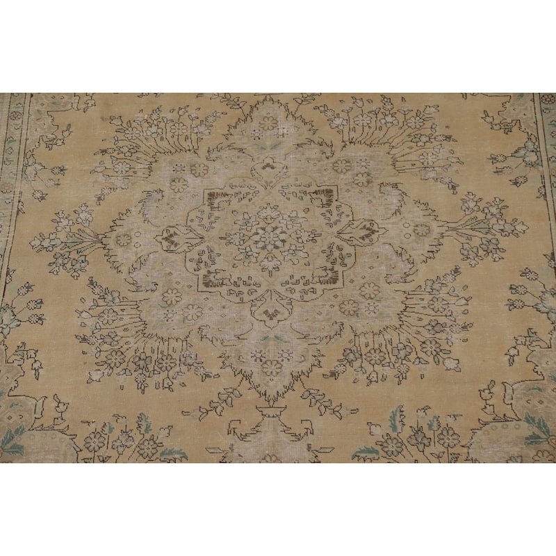 Geometric Tabriz Persian Vintage Rug Handmade Traditional Wool Carpet - 9'2" x 12'5"