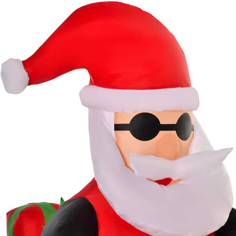 HOMCOM 5' Cool Motorcyclist Santa Inflatable Christmas Decoration, Small Outdoor Blow-Up Funny Christmas Decoration