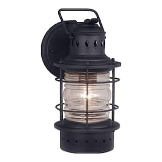 VAXCEL Hyannis 1-Light Coastal Outdoor Wall Sconce made of Durable Steel, Clear Ribbed Glass Shade, LED Compatible