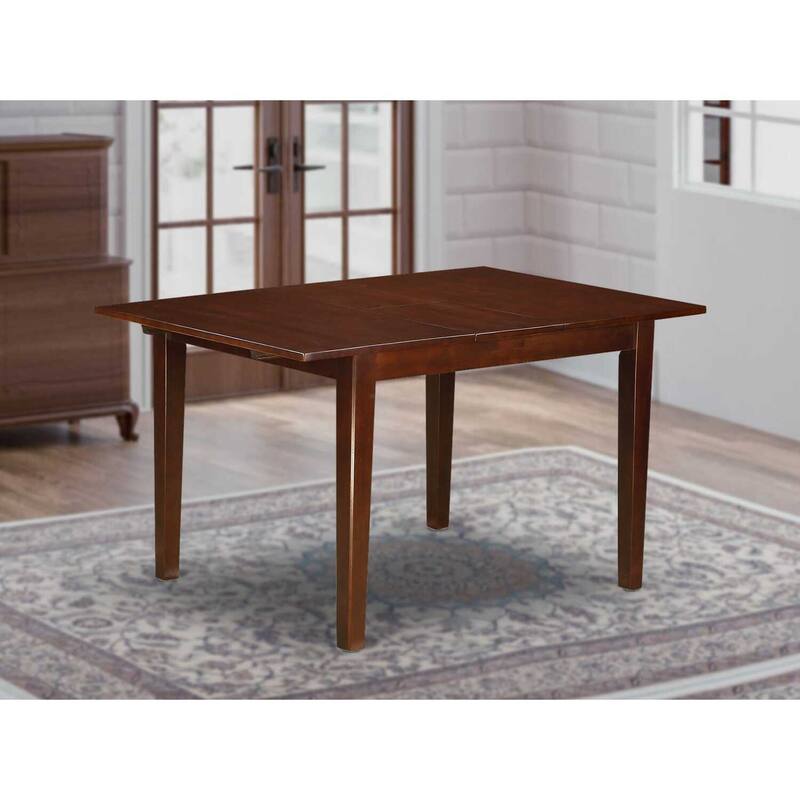 HomeStock 3-Pc Mahogany Finish Rectangular Solid Wood Top With Butterfly Leaf Dining Table Set
