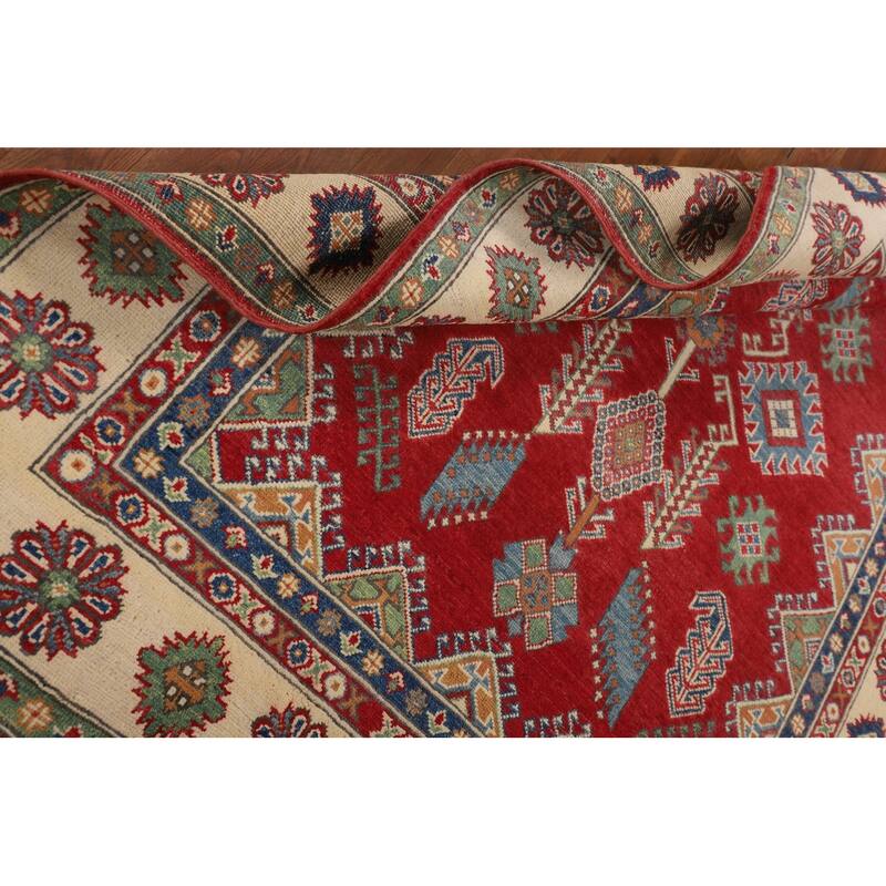 Red Traditional Kazak Oriental Area Rug Handmade Wool Carpet - 5'3" x 6'5"