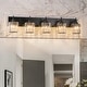 preview thumbnail 74 of 115, Mid-Century Modern Dimmable Bathroom Vanity Light Crystal Glass Wall Sconce 35.4" - Matte Black