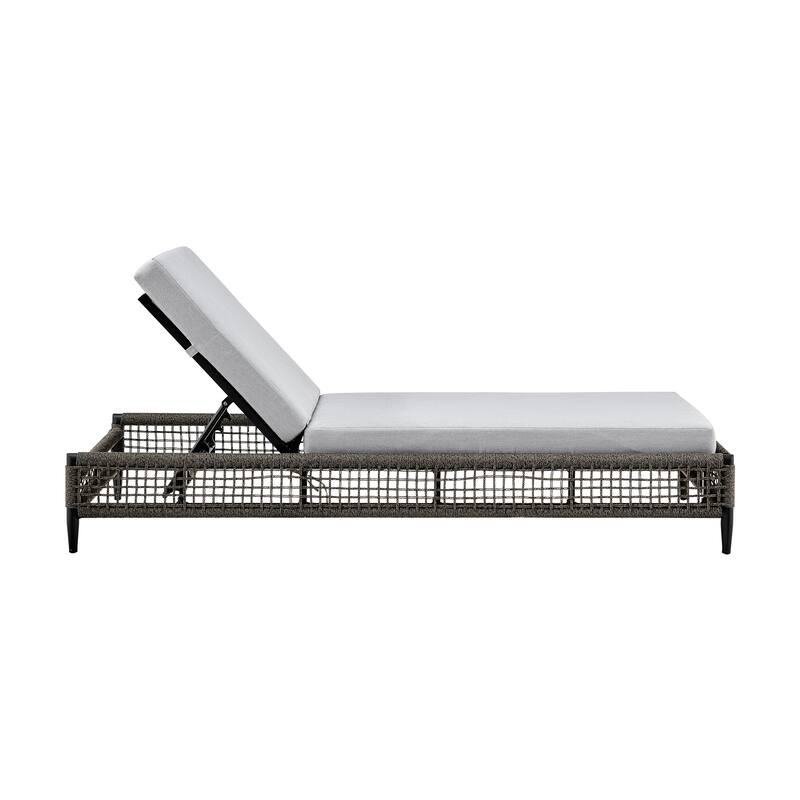 Felicia Black Aluminum & Grey Rope Adjustable Reclining Outdoor Chaise Lounge Chair
