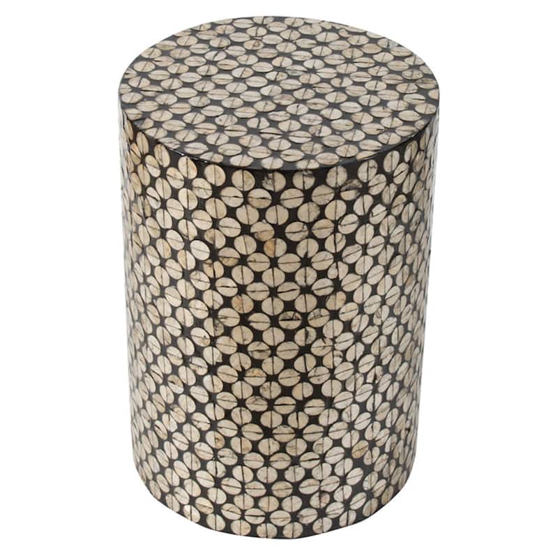 Natural Shell Circle Accent Stool - 13.75" - Gold and Black