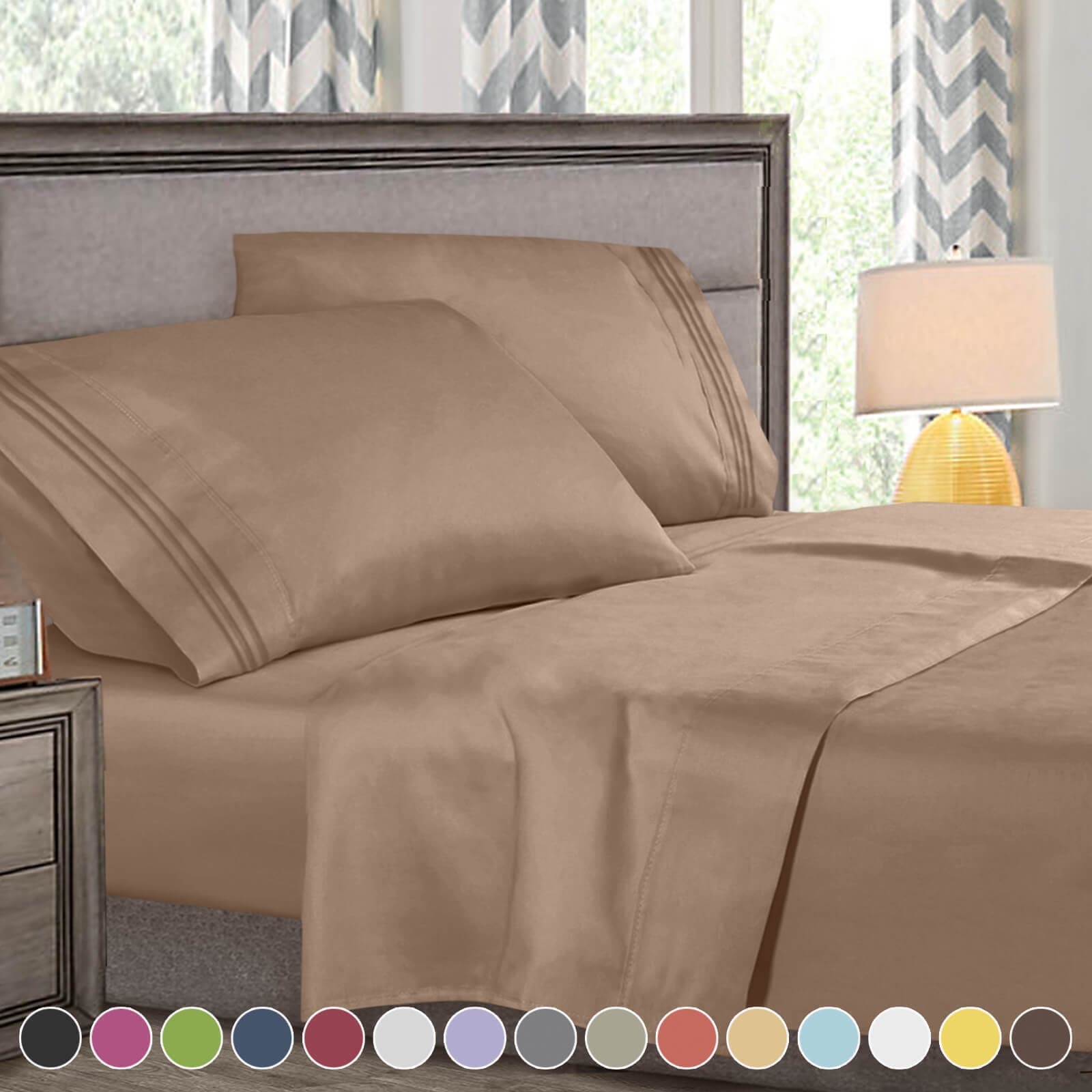 4 Pcs Deluxe Deep Pocket Bed Sheet Set in Queen Size-image