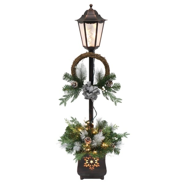 slide 2 of 2, Puleo International 4 ft. Pre Lit Christmas Lamp Post