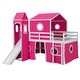 preview thumbnail 10 of 13, Full Size Loft Bed with Slide, Pink Tent, Tower, Playhouse Design & Spacious Under-Bed Storage for Bedroom, Easy Assembly, Pink