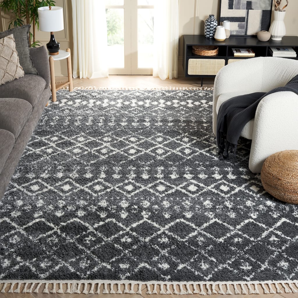 SAFAVIEH Berber Fringe Dashurije Leatha Trellis Rug - 8' x 10'