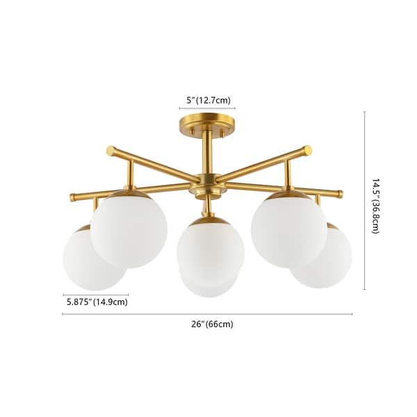 dimension image slide 2 of 3, SAFAVIEH Lighting Briette Flush Mount - 26" W x 26" D x 15" H