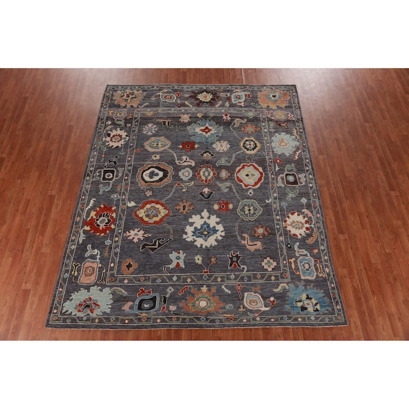 Hand Knotted Oriental 100% Wool Carpet Transitional All-Over Greys & Charcoal Oushak Area Rug - 10' 0'' X 8' 3''