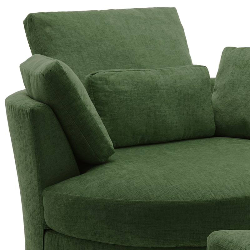 Upholstered Accent Swivel Barrel Armchair Club Chair with Pillows