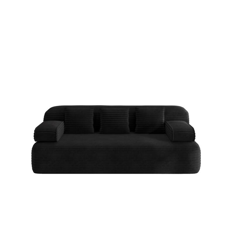 78.7" Convertible Sofa Bed, 2-in-1 Corduroy Couch with 3 Pillows, Modern Folding Boneless Couch