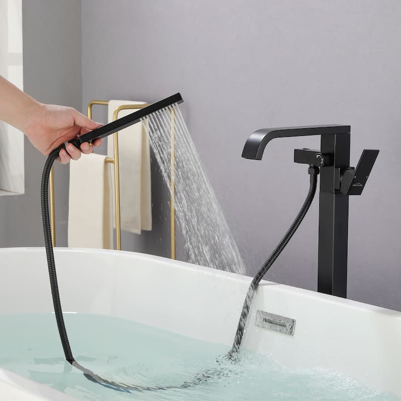 Freestanding Floor Mount Single Handle Bath Tub Filler Bath Tub Faucet