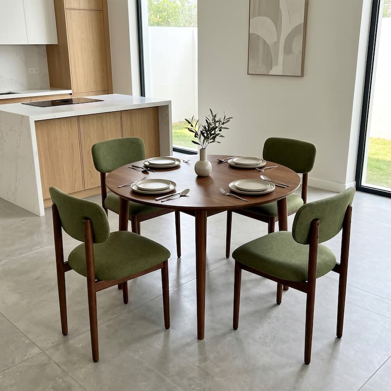 Modern Upholstered Dining Chair with Solid Wood Legs Side Chair for Kitchen Dining Room Living Room (Set of 2)