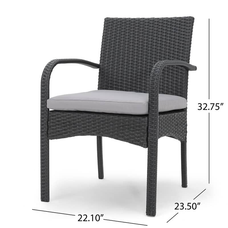 2-Piece PE Wicker Outdoor Dining Chair Set with Cushions