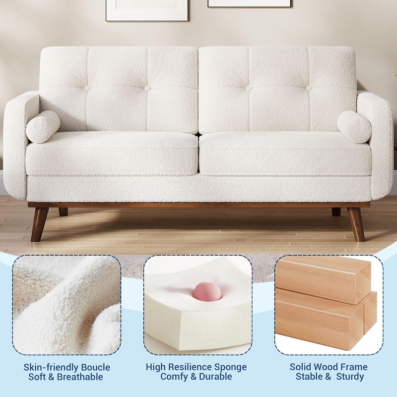 65" Loveseat Sofa, Mid Century Modern Couch Comfy Love Seat Couches for Living Room