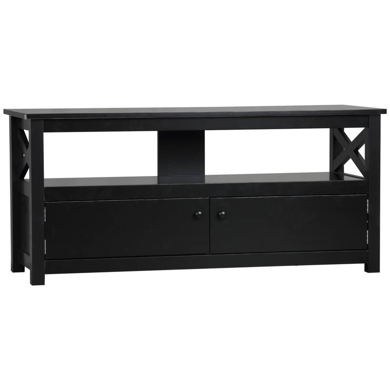HOMCOM TV Cabinet Stand for TVs up to 46 Inches, Entertainment Center with Storage Shelf and Cupboard for Living Room