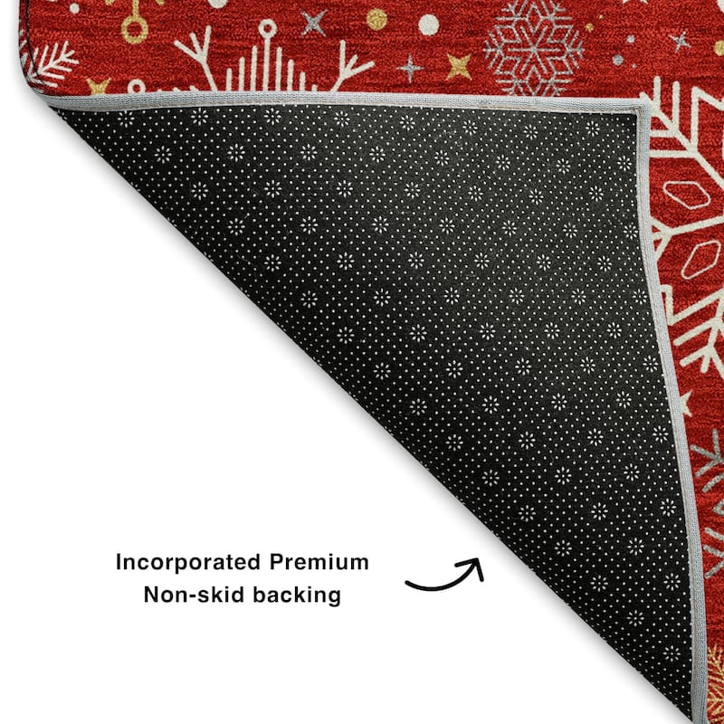 Premium Washable Super Soft Winter Snowflake Mayfield Rug