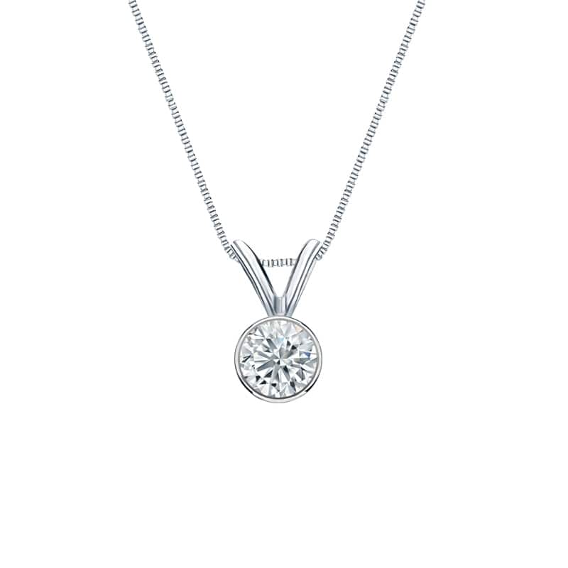 Auriya 14-karat Gold 0.25ctw Round Solitaire Lab Grown Diamond Necklace Bezel (F-G VS) - 0.25 - White