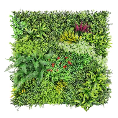 Large Artificial Fern Yucca Grass Daisy Mixed Leaf Greenery Wall Panel Hedge Mat Backdrop Privacy Screen 40in