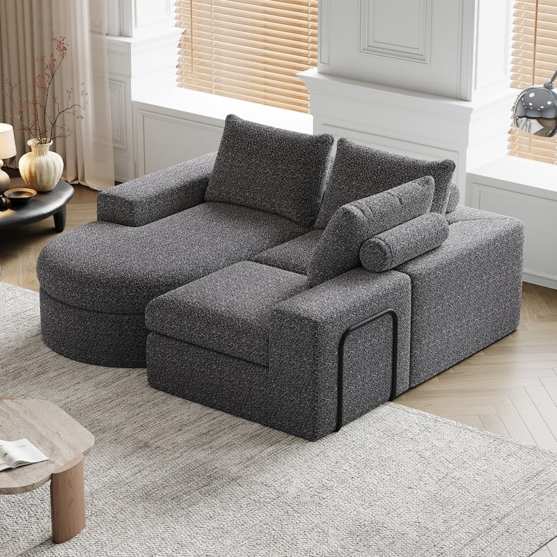 99" Chenille Cloud Curved Sectional Sofa with Deep Seats